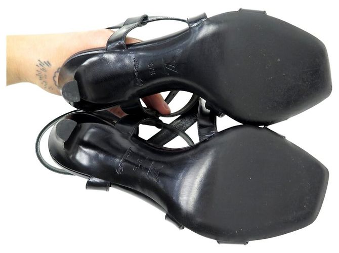 SANDALI UNCHAIN ANKLE LOUIS VUITTON 1A1J5U 37.5 PELLE NERA Nero - vista 11