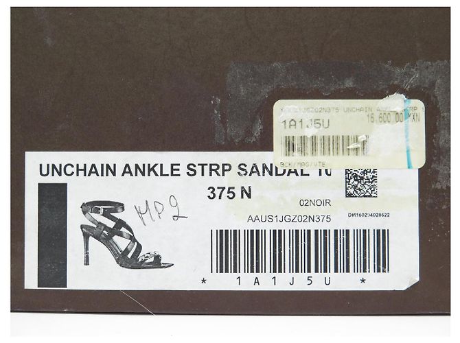 SANDALI UNCHAIN ANKLE LOUIS VUITTON 1A1J5U 37.5 PELLE NERA Nero - vista 14