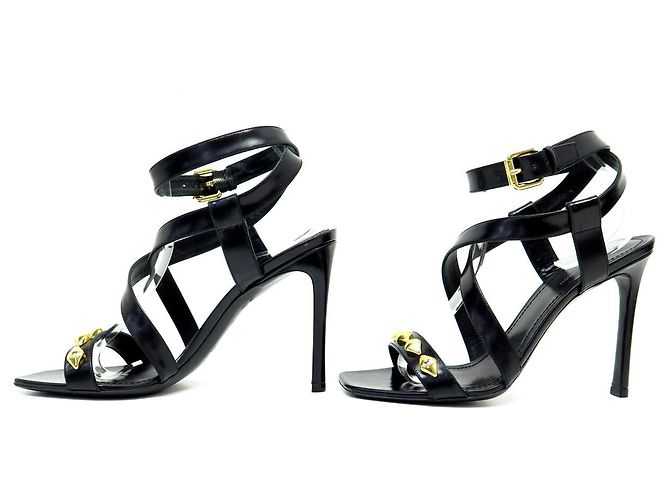 SANDALI UNCHAIN ANKLE LOUIS VUITTON 1A1J5U 37.5 PELLE NERA Nero - vista 2