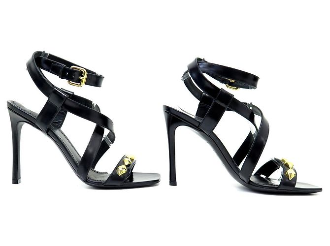 SANDALI UNCHAIN ANKLE LOUIS VUITTON 1A1J5U 37.5 PELLE NERA Nero - vista 3