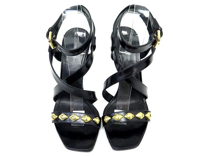 SANDALI UNCHAIN ANKLE LOUIS VUITTON 1A1J5U 37.5 PELLE NERA Nero - vista 6