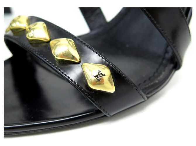 SANDALI UNCHAIN ANKLE LOUIS VUITTON 1A1J5U 37.5 PELLE NERA Nero - vista 7