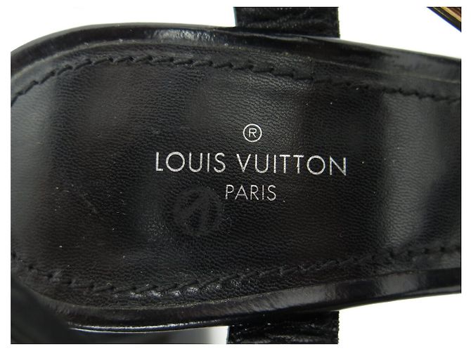SANDALI UNCHAIN ANKLE LOUIS VUITTON 1A1J5U 37.5 PELLE NERA Nero - vista 9