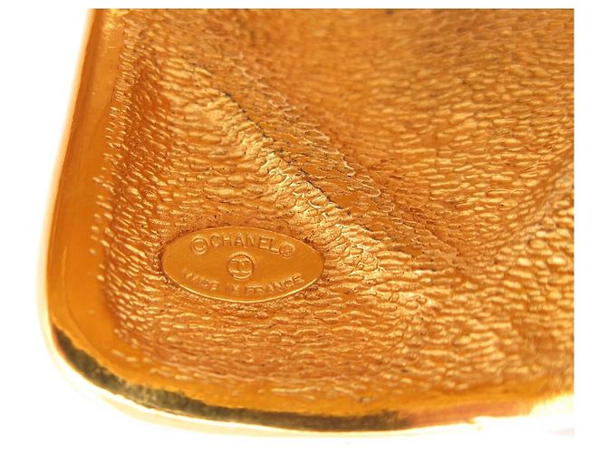BRACCIALE VINTAGE CHANEL MANCHETTE APERTA QUILT LOGO CC 18 CM ORO D'oro - vista 7
