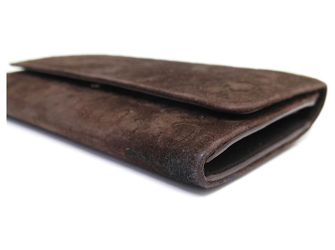 Triomphe Céline VINTAGE CELINE GRAND EMBOSSED TRIUMPH & C SUEDE WALLET Brown - view 12