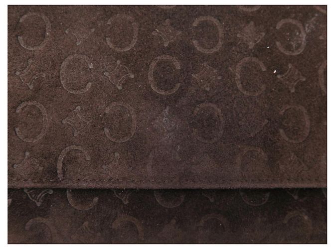 Triomphe Céline VINTAGE CELINE GRAND EMBOSSED TRIUMPH & C SUEDE WALLET Brown - view 14