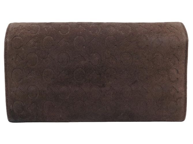 Triomphe Céline VINTAGE CELINE GRAND EMBOSSED TRIUMPH & C SUEDE WALLET Brown - view 2