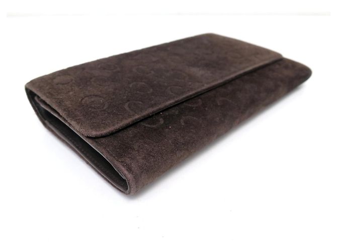 Triomphe Céline VINTAGE CELINE GRAND EMBOSSED TRIUMPH & C SUEDE WALLET Brown - view 3