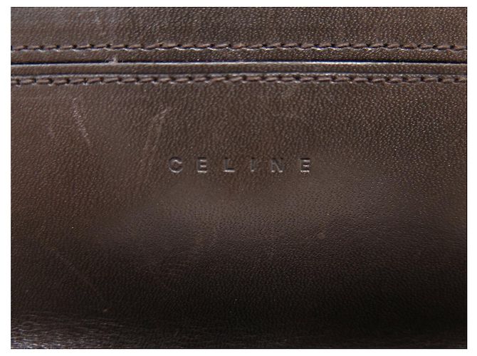 Triomphe Céline VINTAGE CELINE GRAND EMBOSSED TRIUMPH & C SUEDE WALLET Brown - view 6