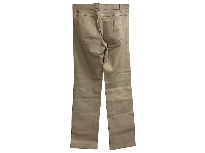 Pantalones Rectos Joseph en Cuero Beige - vista 2