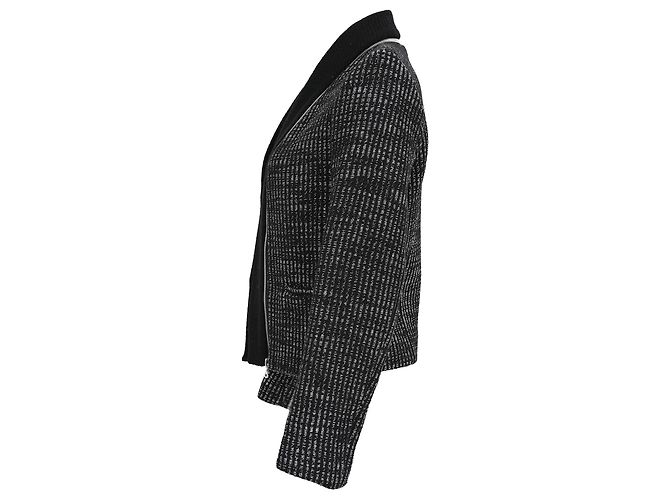 Blazer de Lana Negra con Acento de Tweed Sandro Negro - vista 2