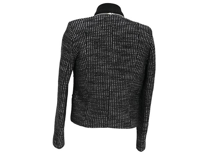 Blazer de Lana Negra con Acento de Tweed Sandro Negro - vista 3