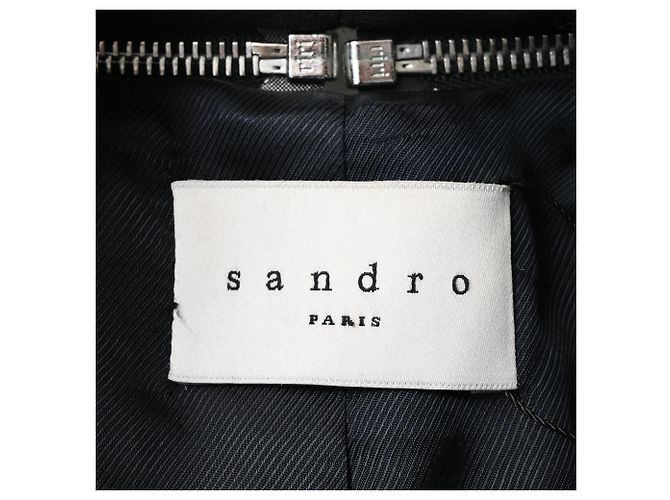 Blazer de Lana Negra con Acento de Tweed Sandro Negro - vista 4