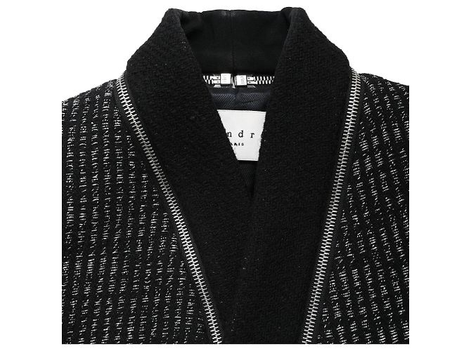 Blazer de Lana Negra con Acento de Tweed Sandro Negro - vista 5