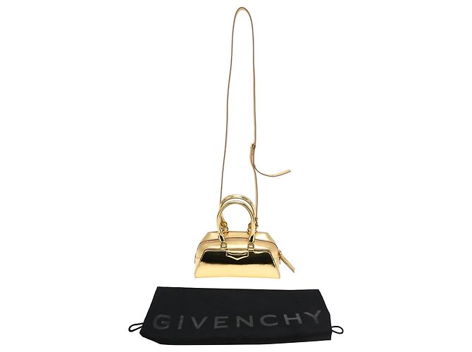 Bolsa de mão mini Antigona Leste-Oeste em couro dourado metálico da Givenchy - vista 12