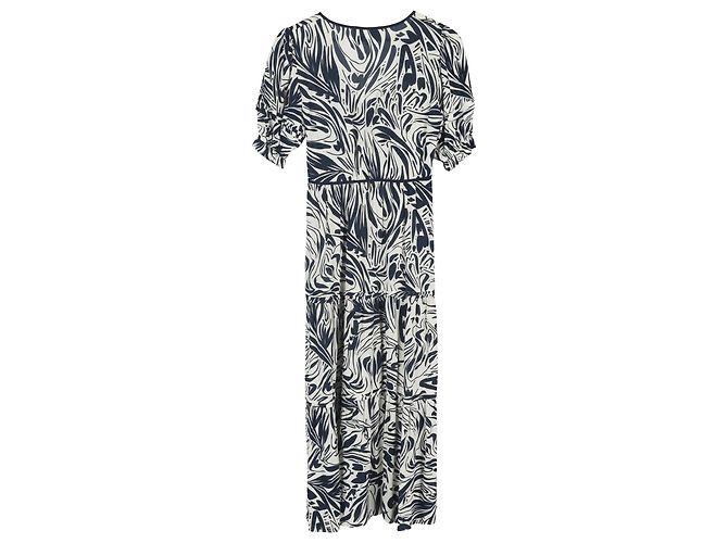 Vestido midi de capas con estampado abstracto Calla Ba&Sh azul marino de viscosa - vista 2
