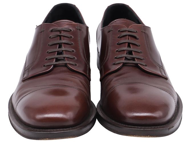 Scarpe Derby a punta in pelle marrone Salvatore Ferragamo Rosso - vista 3