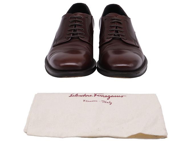 Scarpe Derby a punta in pelle marrone Salvatore Ferragamo Rosso - vista 6