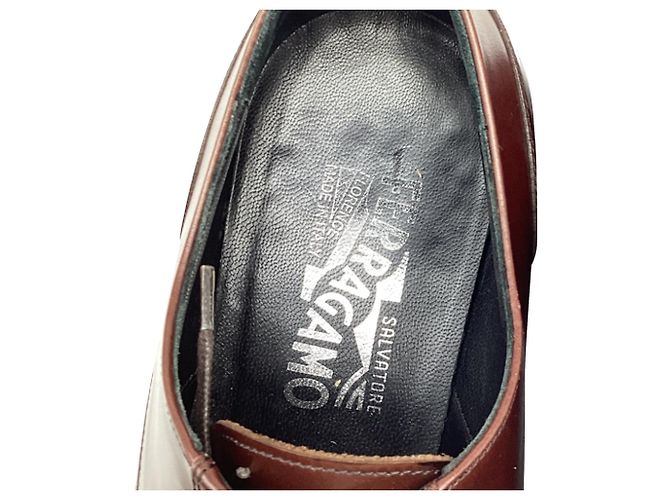Scarpe Derby a punta in pelle marrone Salvatore Ferragamo Rosso - vista 9