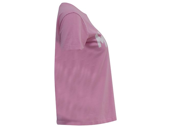 Camiseta de algodão rosa com estampa de logo MSGM - vista 3