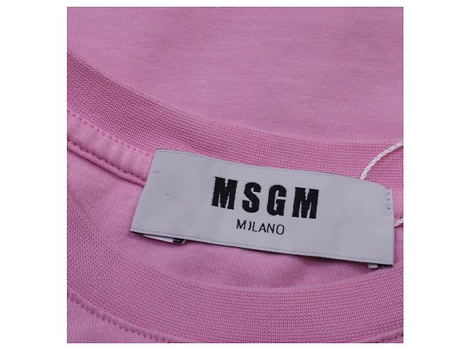 Camiseta de algodão rosa com estampa de logo MSGM - vista 5
