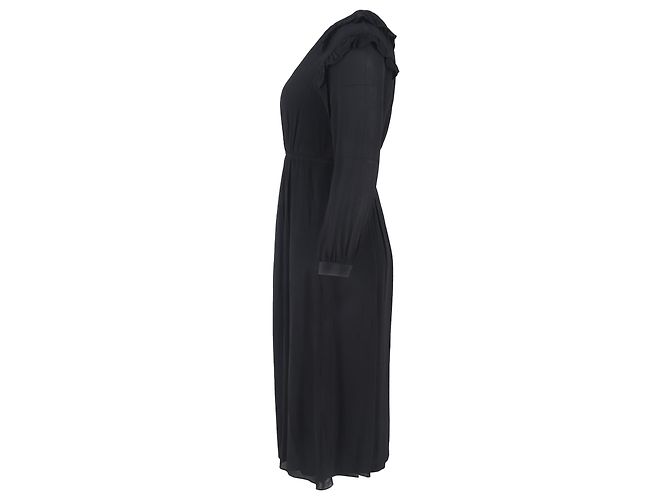 Abito Midi Ulla con Rouches in Viscosa Nera di Ba&Sh Nero - vista 2
