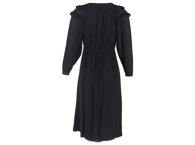 Abito Midi Ulla con Rouches in Viscosa Nera di Ba&Sh Nero - vista 3