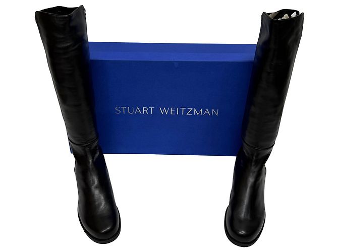 Stivali sopra il ginocchio Stuart Weitzman 5050 in pelle e camoscio nero - vista 10