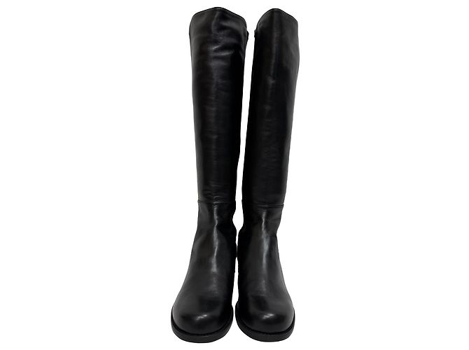 Stivali sopra il ginocchio Stuart Weitzman 5050 in pelle e camoscio nero - vista 2