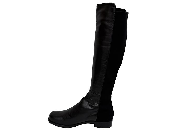 Stivali sopra il ginocchio Stuart Weitzman 5050 in pelle e camoscio nero - vista 4