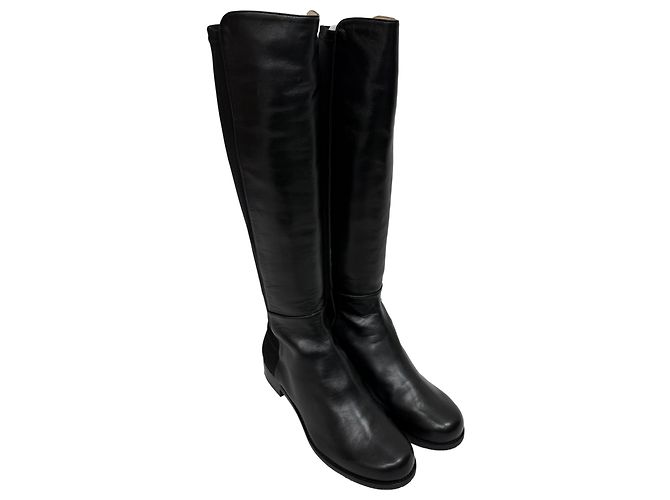 Stivali sopra il ginocchio Stuart Weitzman 5050 in pelle e camoscio nero - vista 5