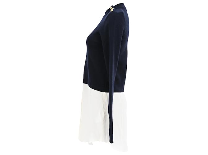 Sandro Salima Pullover mit Schichteffekt aus marineblauer Merinowolle - Ansicht 2