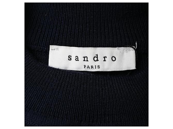 Sandro Salima Pullover mit Schichteffekt aus marineblauer Merinowolle - Ansicht 4