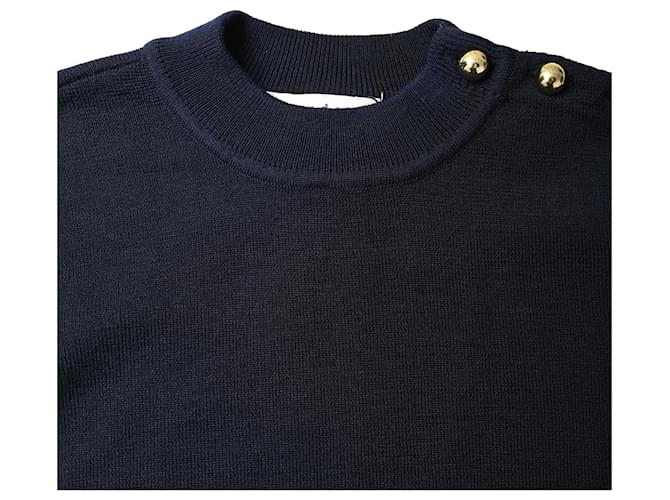 Sandro Salima Pullover mit Schichteffekt aus marineblauer Merinowolle - Ansicht 5