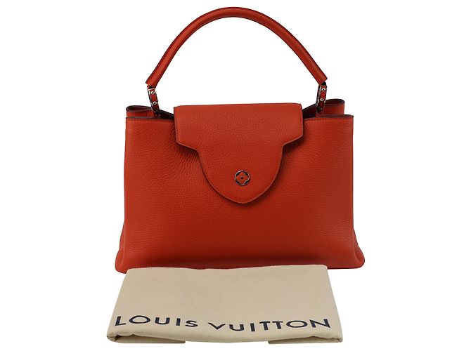 Borsa Louis Vuitton Capucines MM in pelle arancione - vista 11