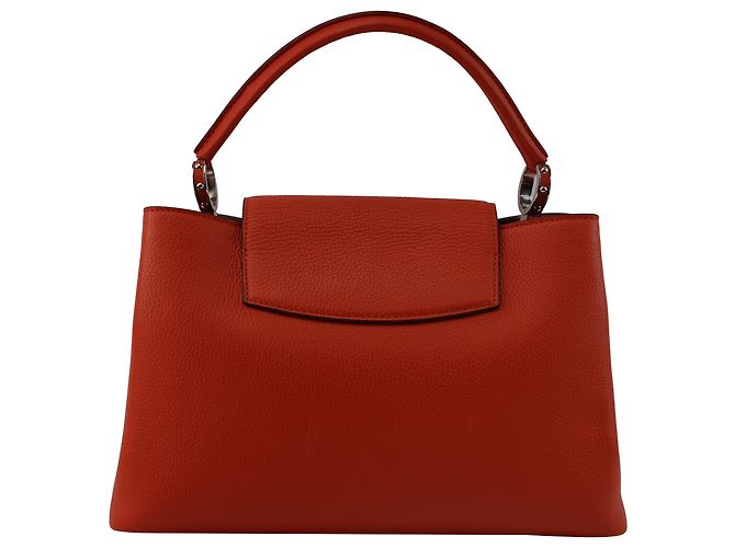 Borsa Louis Vuitton Capucines MM in pelle arancione - vista 3