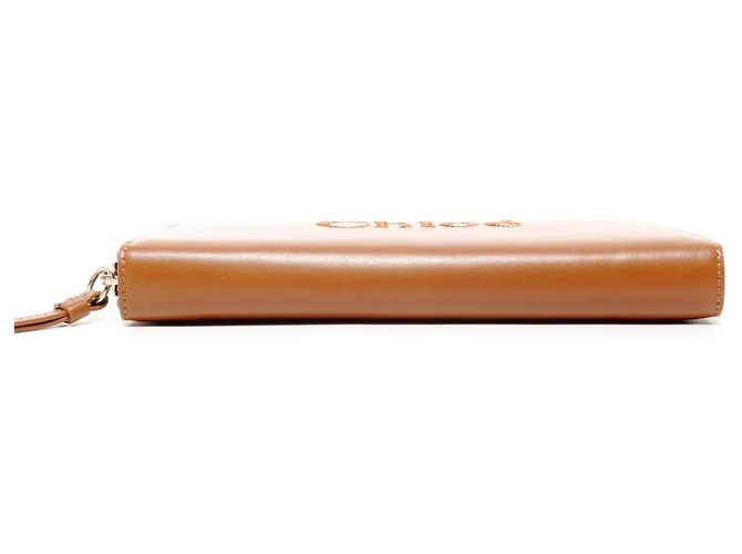 Langer Leder-Reißverschluss-Geldbeutel mit Chloé-Logo in Braun - Ansicht 7