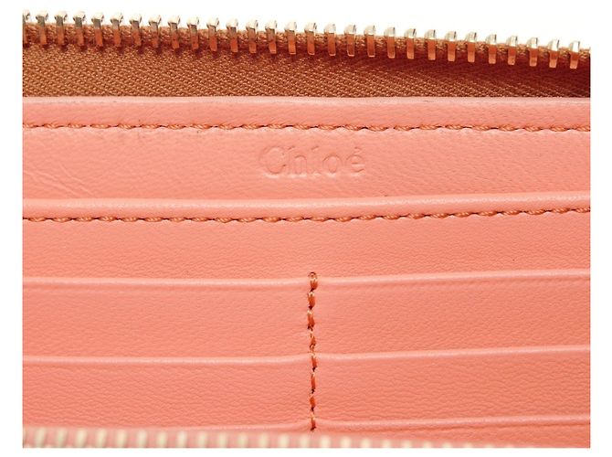 Langer Leder-Reißverschluss-Geldbeutel mit Chloé-Logo in Braun - Ansicht 9