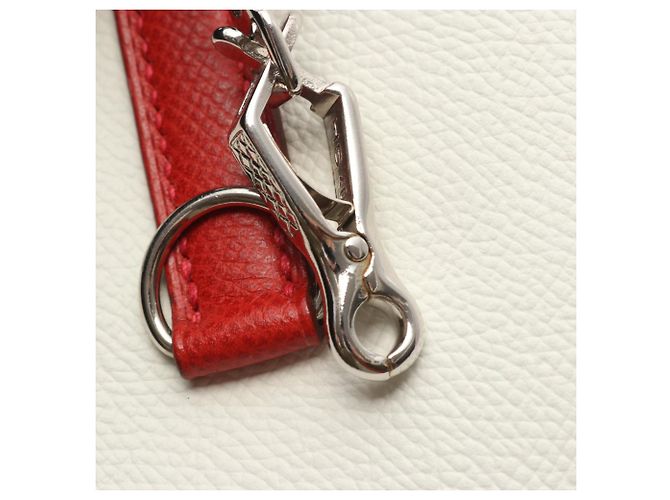 Borsa a spalla Hermès Trim in pelle Epsom per donne, bianca/rossa Rosso - vista 7