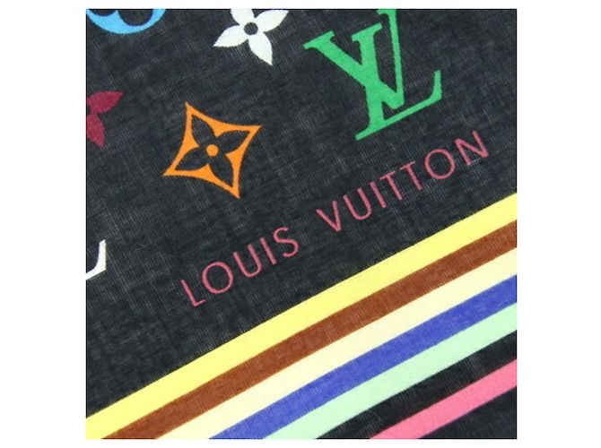 Sciarpa Monogram Multicolore Louis Vuitton Nera % Cotone (Disponibile anche come fazzoletto per donne) LOUIS VUITTON Nero - vista 2