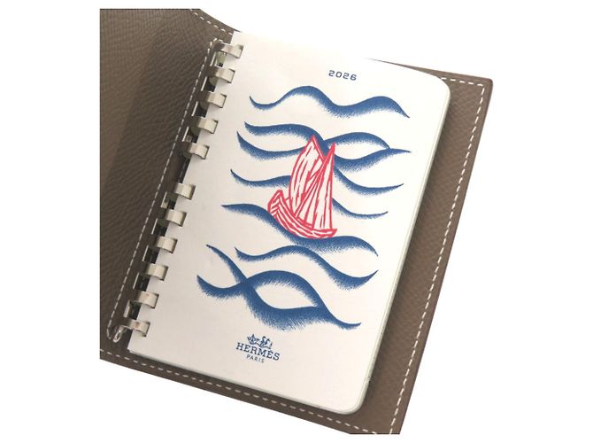Copertura Agenda Hermès PM in Pelle Epsom con Timbro W () HERMES Marrone - vista 5