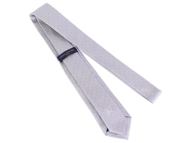 LOUIS VUITTON Cravate LV Spelling Silk Tie Gray Silver Men's Brown - view 3