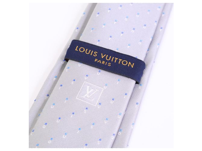 LOUIS VUITTON Cravate LV Spelling Silk Tie Gray Silver Men's Brown - view 4