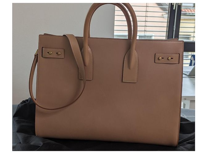 Saint Laurent Sac de Jour Large Beige in Pelle - vista 2