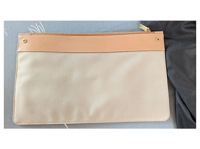 Saint Laurent Sac de Jour Large Beige in Pelle - vista 6