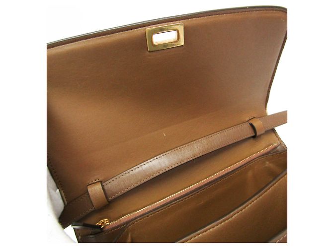 Céline Bolso de hombro de cuero Celine Classic Box Medium para mujeres, marrón, camello - vista 12