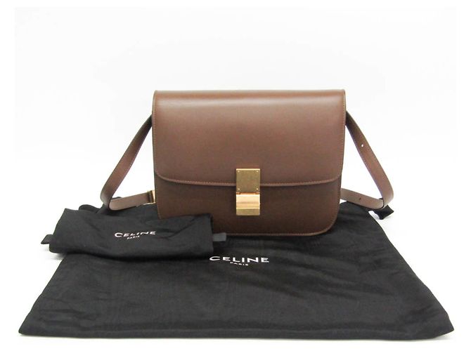 Céline Bolso de hombro de cuero Celine Classic Box Medium para mujeres, marrón, camello - vista 3