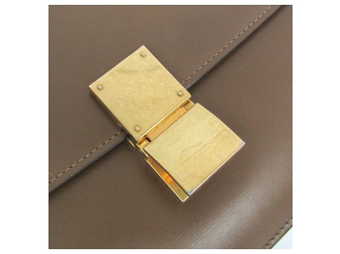 Céline Bolso de hombro de cuero Celine Classic Box Medium para mujeres, marrón, camello - vista 9