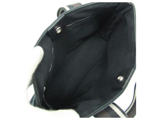 Borsa Hermès Troca Horizontal PM per uomini e donne in pelle e cotone nero, marrone scuro - vista 3