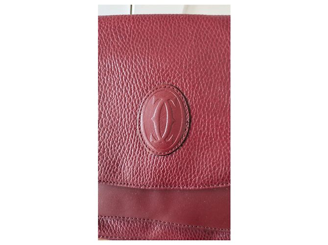 Borsa a tracolla Cartier in pelle rosso scuro Bordò - vista 4